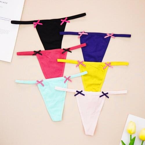 Sexy G String Panties Womens Cotton Pantie Women Underwear Panties Low Rise Soft Underpant for Female Thongs Lingerie with Bow