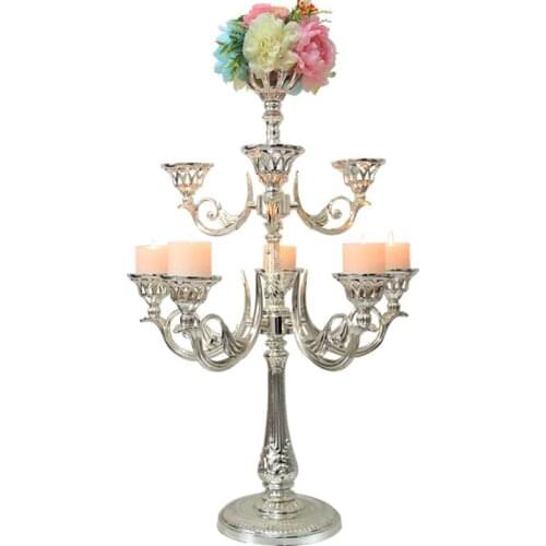 Silver Metal Candle Holder 9-arms Candle Stand Wedding Candlestick Candelabra