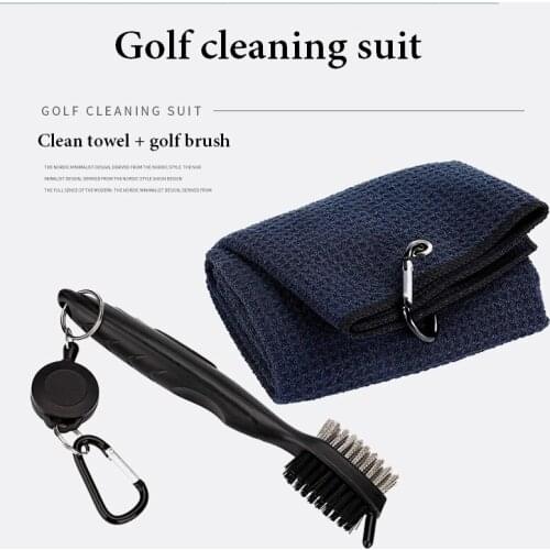 Golf Brush 2 Sided Golf Putter Wedge Ball Groove Cleaner tool and delicate hook towel club Cleaning kit Tool Gof Accessories