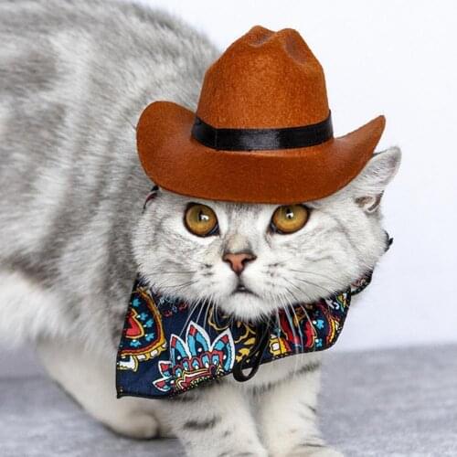 Dog Hat Skin-friendly Cool soft Stylish Fabric Cat Cowboy Hat Vintage Puppy gatos accesorios Animal Dress Up Outdoor Party