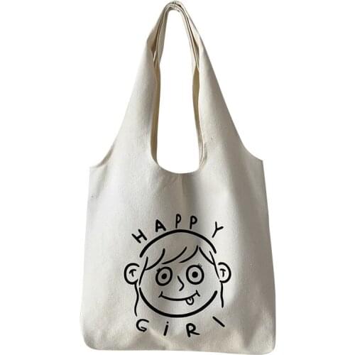 New Canvas Shoulder Bag for Women 2021 Cartoon Girl Female Handbags Eco Cotton Cloth Shopping Bags Ladies Tote Beach Shopper Bag
