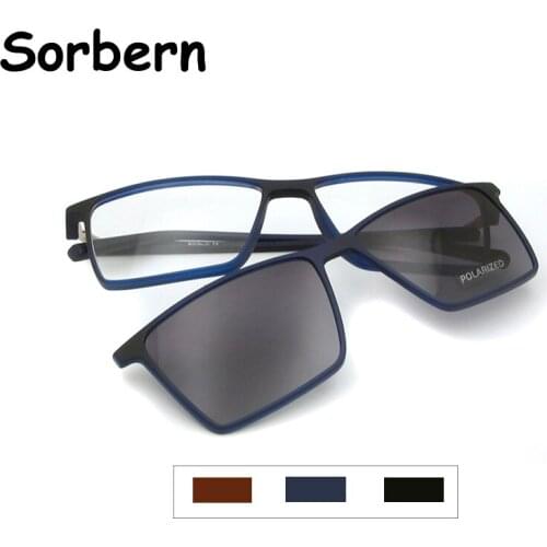 TR90 Square Optical Frame Men Eyeglasses Frame Ultralight With Clip On Sunglasses Women Polarized Glasses Driving UV 400