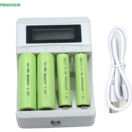 Smart USB Battery Charger for Rechargeable 1.2V AA AAA Size NiMh NiCd Batteries 4 slots NI-MH NI-CD battery charger LCD display