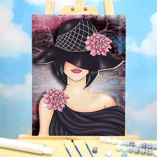 Woman DIY Paint By Numbers Set Oil Paints 50*70 Canvas Pictures Home Decor For Adults For Drawing Wall Handiwork