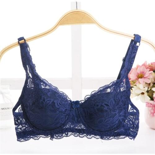 Women Lace Push Up Bras Underwire Bras For Women Thin Cotton Lace Minimizer Transparent Padded Bras for Women Gather Plus Size