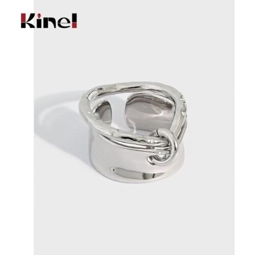 Kinel Free Shipping 925 Sterling Silver Unique Design Irregular Open Finger Ring For Women Jewelry Beautiful Party Birthday Gift
