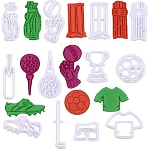 12 Pcs Football Print Cookie Cutter Plastic Biscuit Knife Baking Fruit Cake Kitchen Tools Mold Embossing Printing