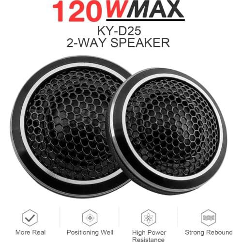 2pcs 120W Black Fashionable Mini Universal High Efficiency Dome Car Tweeter Stereo Metal Material Speakers for Car Audio Systems