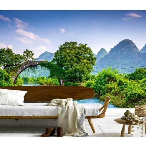 Custom 3D murals,China River Bridge Mountains Nature papel de parede,hotel restaurant living room sofa TV wall bedroom wallpaper
