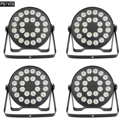 4 PCS Aluminum Alloy Led Par Light 24x18w RGBWA UV 6in1 DMX Stage Flat Par Light Ultra Thin LED Stage Light