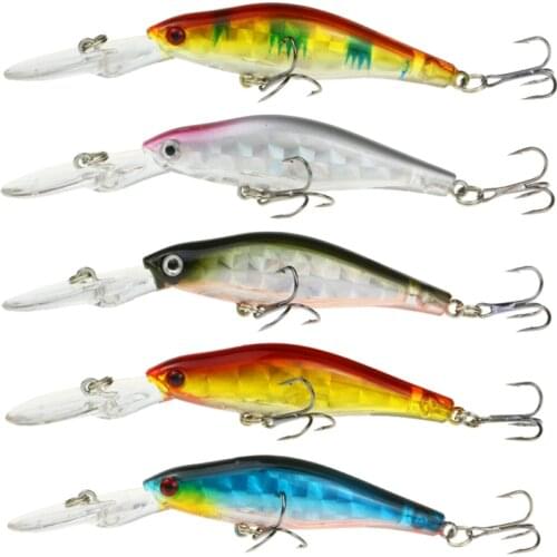 5 Pieces Rhombus Laser Reflective Minnow Lures 9.5cm 7g Artificial Hard Fish Bait Swimbait CrankBait Wobblers Fishing Tackle