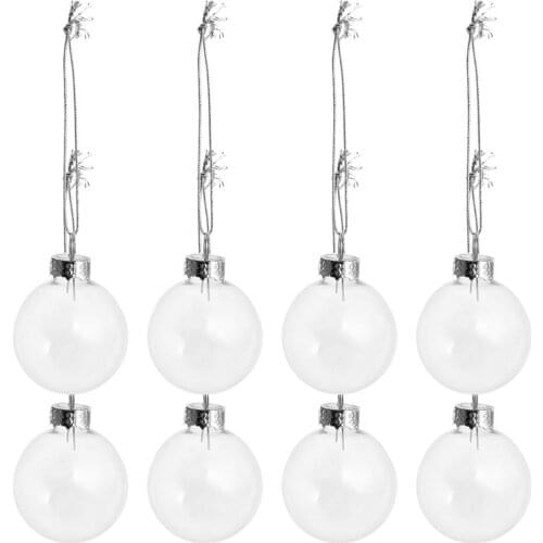 8pcs Transparent Hanging Balls With Aluminum Lid Christmas Tree Decorations Hanging Aluminum Cover Seamless Ball Xmas Decor