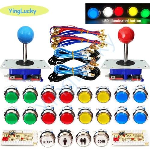 Arcade jostick botones Zero Delay Arcade cabinet DIY kit for 5V led push button ZIPPY Joystick 1 & 2 player COIN START button