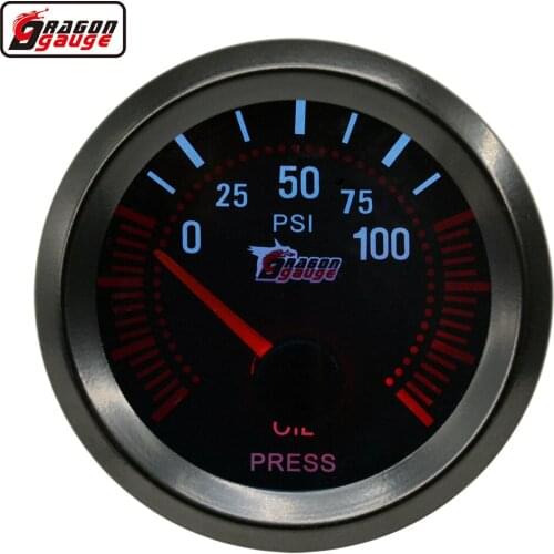 Dragon 52mm Black Shell White Backlight Auto Car Refitting Engine Oil Pressure Meter 0-100 PSI Gauge Free Shipping