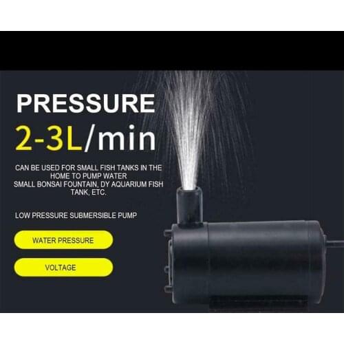 DC Silent Water Pump 1 Meter Black Cable Micro Brushless Motor Cooling Lift 350cm USB Submersible Fountain Aquarium Circulating