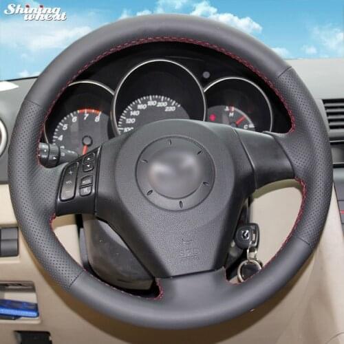 Shining wheat Hand-stitched Black Leather Steering Wheel Cover for Old Mazda 3 Mazda 5 Mazda 6 Pentium B70