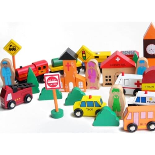 D552 Free shipping hot car scene building blocks in a box Wooden toys Tmas orbit scenario building blocks toys