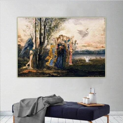 Cupid and the Muses by Gustave Moreau Canvas Oil Painting Artwork Aesthetic Picture Poster Wall Hanging Decor Home Decoration