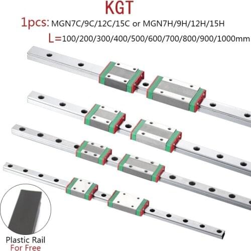 KGT-carril lineal en miniatura, pieza de impresora 3D, MGN7 MGN12 MGN15 MGN9 L de 100mm a 800mm, 1 Uds