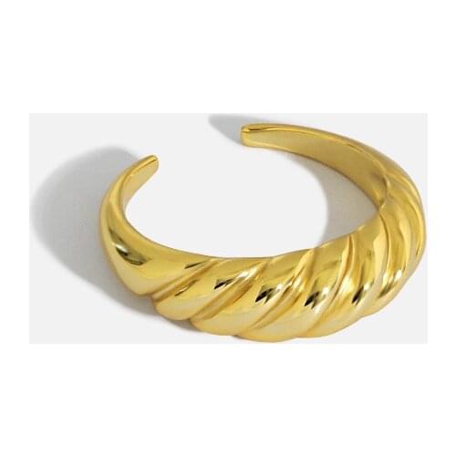 1pc 18K Gold Authentic S925 Sterling Silver FINE Jewelry Big sloping grain Rope Ring Handmade adjust TLJ1504