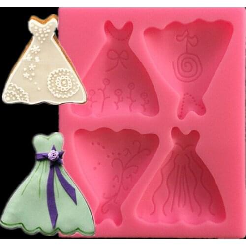Beautiful Skirt Shape Silicone Mold For Fondant Chocolate Epoxy Sugarcraft Mould Pastry Cup Cake Decorating Kitchen Accessories