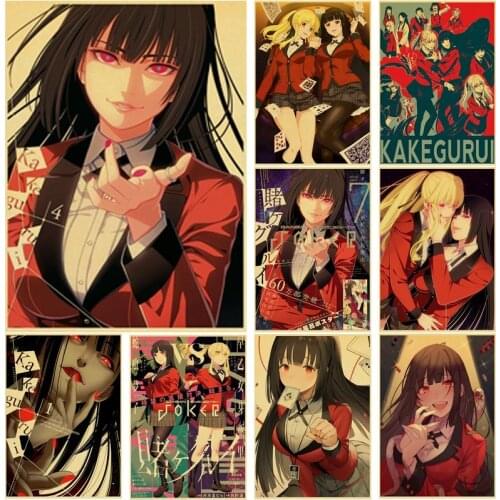 Buy 3 Get 4 Anime Poster Kakegurui Anime Poster Custom Vintage Poster Art Home Room Decoration Kraft Paper Wall Poster Prints