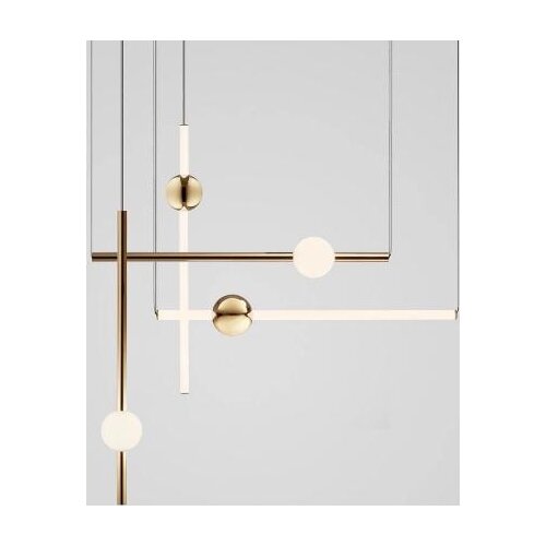 Nordic Golden Chandelier Concise Long Stick Living Room Cloth Store Hotel Hall Dinner Led Hanging Light Fixtures Free Shipping