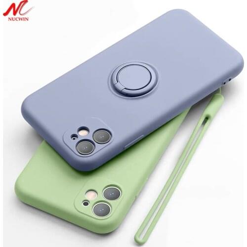 For iPhone 12 11 Luxury Magnetic Liquid Silicone Case For iPhone 11 Pro Xs Max 12 Mini X Xr SE2 6 6S 7 8 Plus Ring Holder Strap