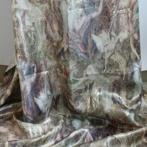 Metallic silk fabric dancing material vintage gold silver 100cm*140cm