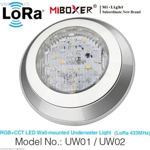 MiBoxer 9W/15W/27W RGB+CCT LED Underwater Light (LoRa 433MHz) UW01 UW02 UW03 AC12V DC12-24V IP68 Pool Light Remote WiFi Control