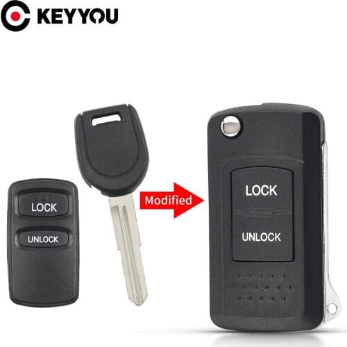KEYYOU 2 Buttons Modified Car Key Case Shell Cover For Mitsubishi Lance Outlander Endeavor Eclipse Galant Remote Key Case