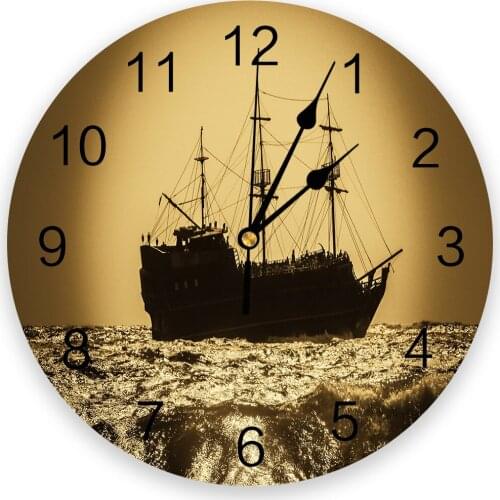 Sailing Boat 3d Wall Clock Modern Design Farmhouse Decor Kitchen Vintage PVC Round Clock Living Room Decoration