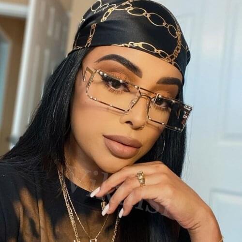 2021 New Sunglasses Luxury Women Square Sunglasses Rivet Original Sun Glasses Female Men Fashion Rimless Shades Eyewear Unisex