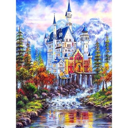 Landscape Castle House Nature 11CT Cross Stitch Full Kit Embroidery Handicraft Hobby Needlework Knitting Gift Needle Package