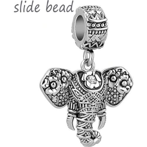 Free shipping LovelyCharms Lucky Elephant Animal Pendant Dangling Bead fit Pandora charm bracelet women jewelry holiday gifts