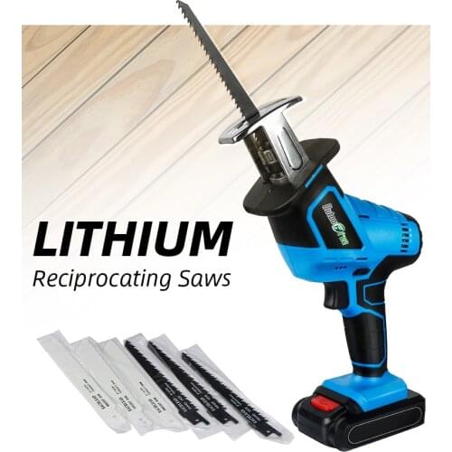 Lithium Battery Portable Reciprocating Saw Powerful Wood Cutting Saw Electric Wood/ Metal Saws With Sharp Blade Woodworking