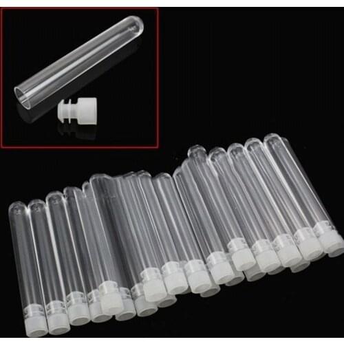 10Pcs 12x100mm Clear Plastic Test Tubes With Caps Stoppers Lab Test Tubes DIY Handmade Beading Beads Storage Tube Lab tools