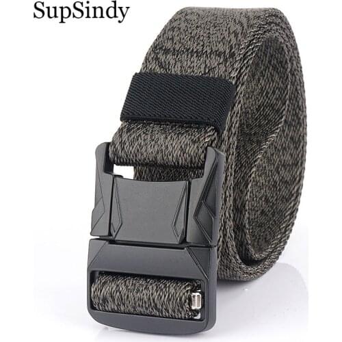 SupSindy Army Military Men Cotton nylon tactical belt Quick release metal buckle canvas belts jeans Waistband outdoor male strap