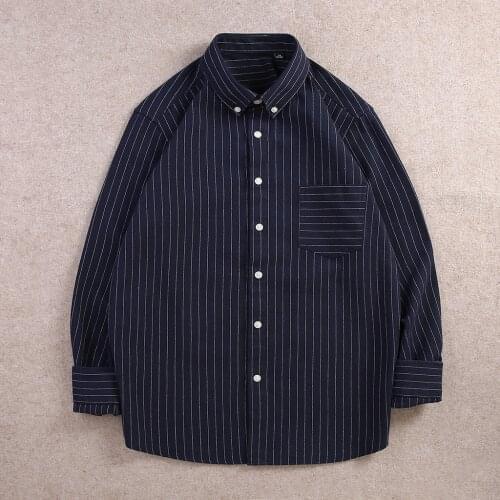 Classic Striped Shirt Men Spring and Autumn Fashion Long Sleeve Korean Stylish Social Black Casual Business Loose Shirt