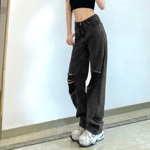Pockets Patchwork Baggy Jeans Fashion Streetwear 100% Cotton Women Denim Trouser Loose Cargo Pants Korean Jeans Harajuku