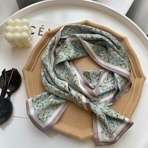 2021 spring Korean version of all-match women scarf silk hand-feel double-sided printing scarf thin section scarf 15x150cm