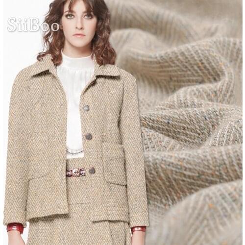 France style khaki Herringbone wool fabric apparel for coat multi color dot decor woolen tissu cloth tecidos telas yarn SP5592