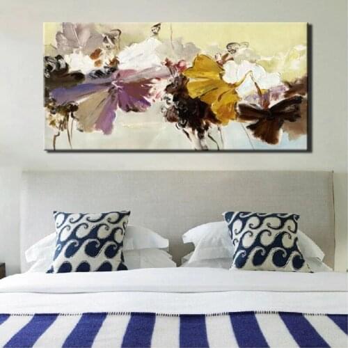 70x140cm - Modern Abstract Canvas Painting Wall Art Poster Hand Painted Flowers Prints on Canvas For Living Room Home Decoration