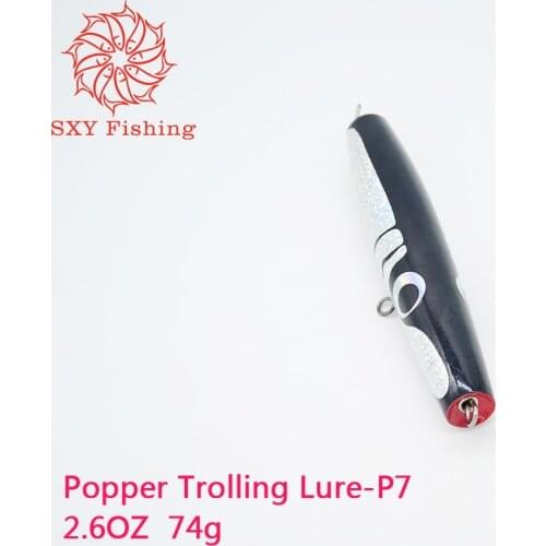 SXY FISHING Popper Trolling Bait Wooden fish Laser film Lure Popper bait Fishing Lure P7