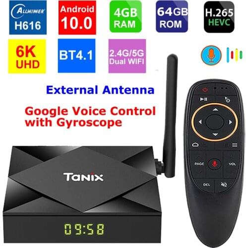 Android 10 Smart TV Box Tanix TX6S 4G RAM 64G ROM Allwinner H616 Quad Core 2.4G 5G Dual Wifi Bluetooth 4K TV Box Youtube