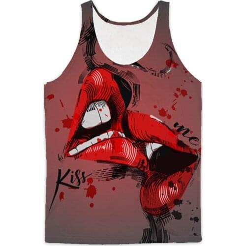 Real USA American Size Kiss Me sublimation printing breathable Tank tops plus size 3XL 4XL 5XL 6XL