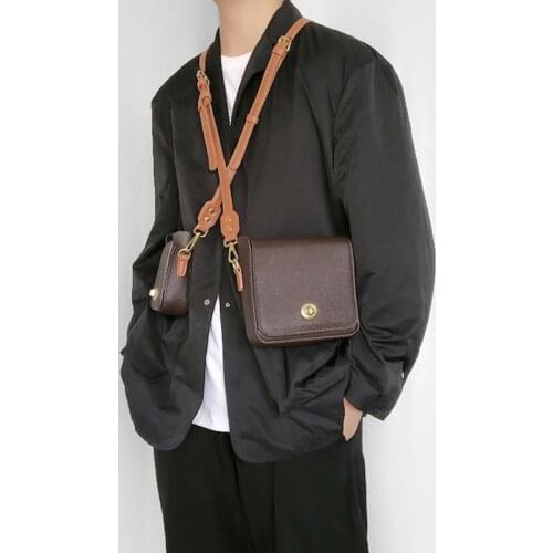 Vintage Small Shoulder Bag Unisex Simple Messenger Bag Man Pu Crossbody Bag 2021 New Style Retro Brown Mini Phone Bag