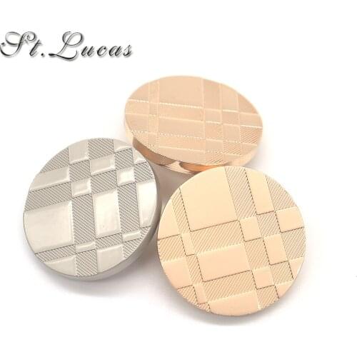 High quality 10pcs/lot new fashion DIY decorative buttons gold plane Lattices metal sewing button for women men overcoat shirt