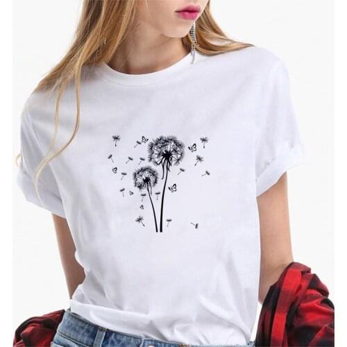 Female T Shirts Dandelion Printed T-Shirt Summer Womens Fashion Short Sleeve Tshirt Popular Design Top Harajuku O-neck Clothing
