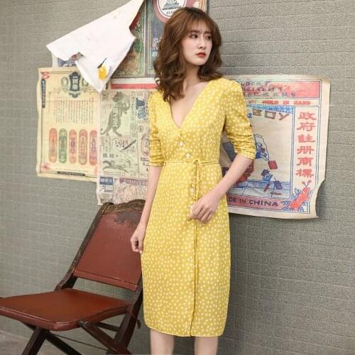 Women Sleeve Wrap Boho yellow Floral Short V NECK SEXY Ladies Hollow Out Summer Sundress Holiday Casual Dress